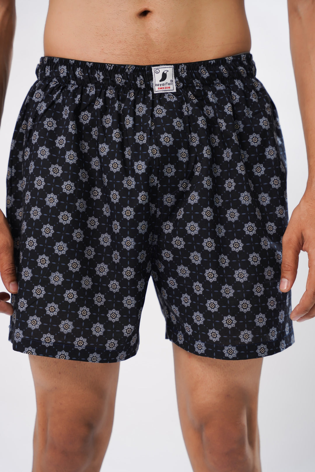 Black and White All-Over Printed Men's Boxers - Royaltail