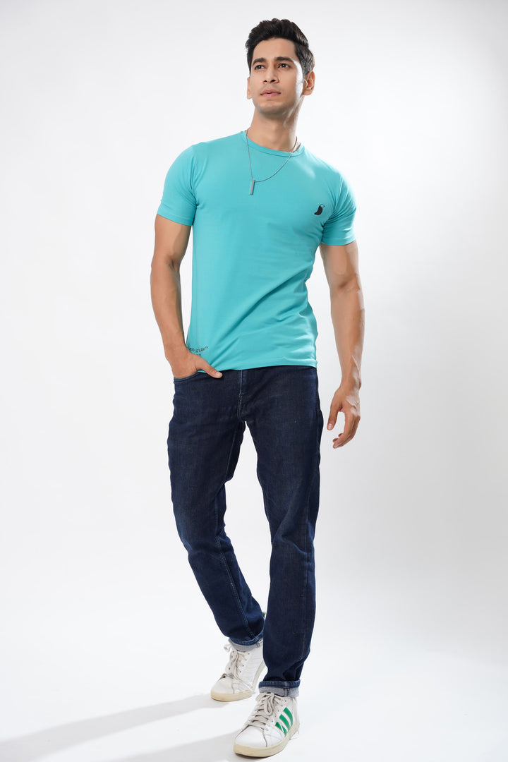 Sky Blue Premium Organic Super Soft Printed Cotton T-shirt