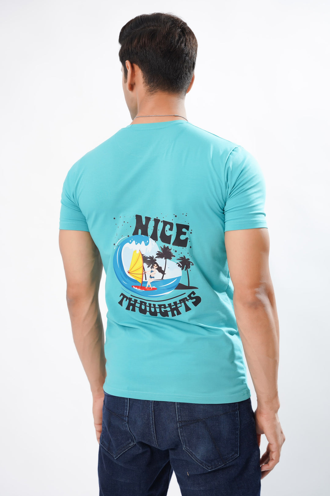 Sky Blue Premium Organic Super Soft Printed Cotton T-shirt