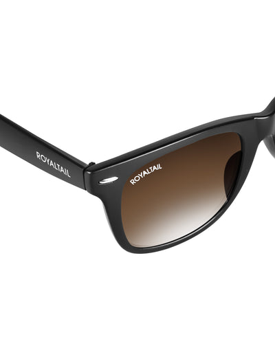 Unisex Brown Gradient Glass and Black Frame Wayfarer Sunglasses