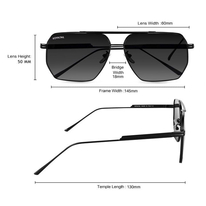 Bottaga Black UV Protected Metal Sunglasses RT061