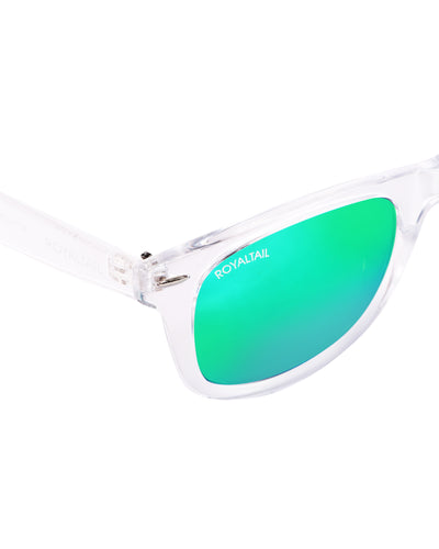 Unisex Aqua Green Glass and Clear Frame Wayfarer Sunglasses