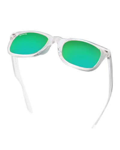 Unisex Aqua Green Glass and Clear Frame Wayfarer Sunglasses