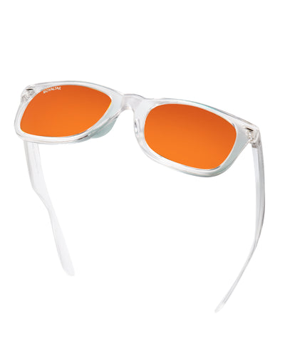Unisex Orange Glass and Clear Frame Wayfarer Sunglasses
