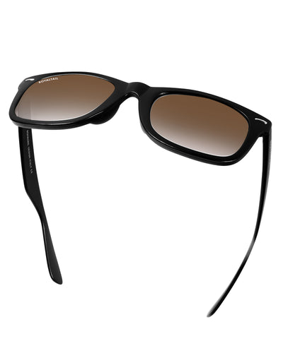 Unisex Brown Gradient Glass and Black Frame Wayfarer Sunglasses