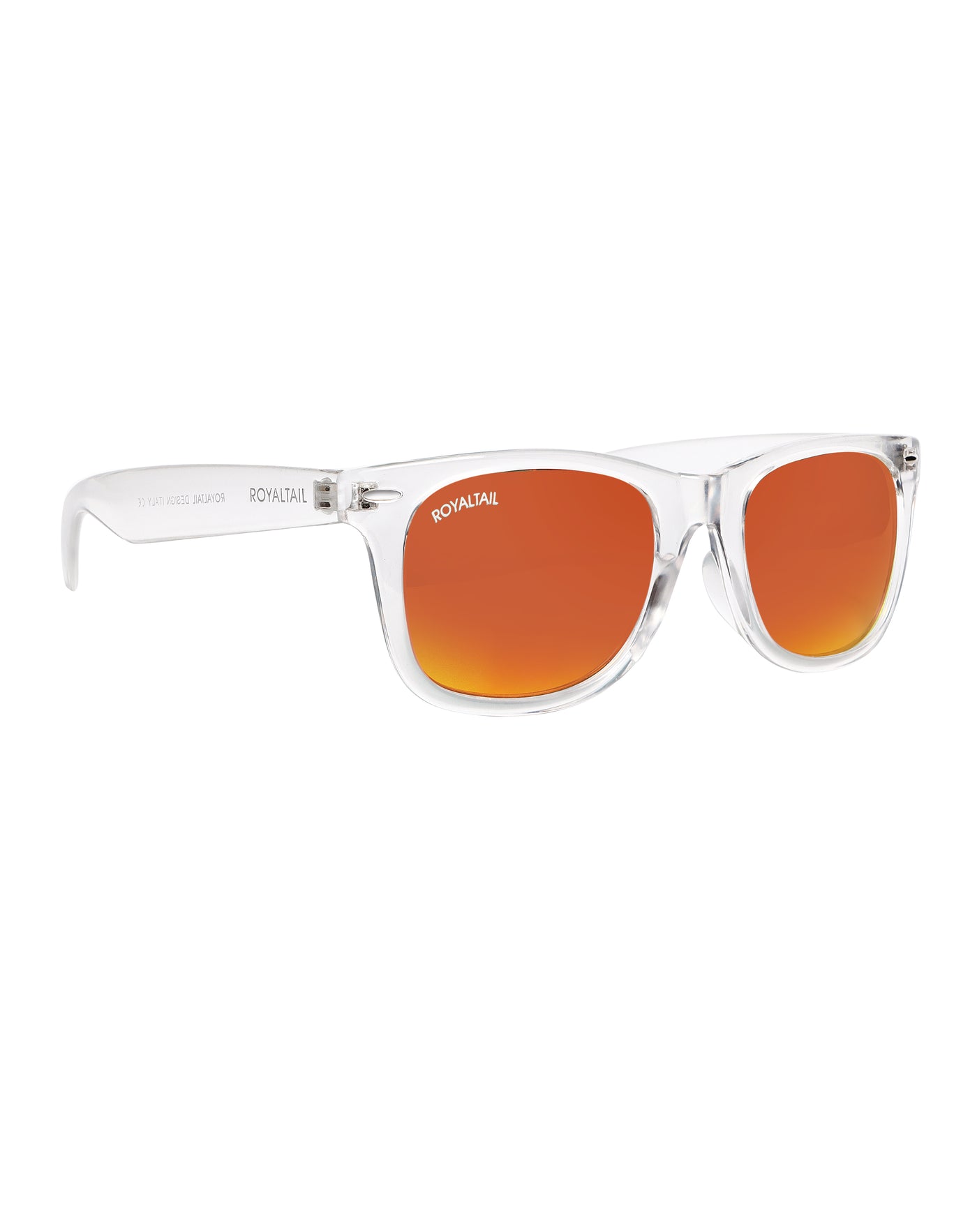 Unisex Orange Glass and Clear Frame Wayfarer Sunglasses