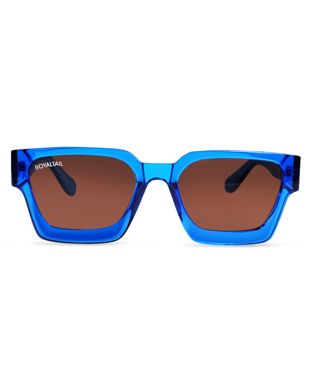 Aqua blue thick square sunglasses with brown lenses – ROYALTAIL