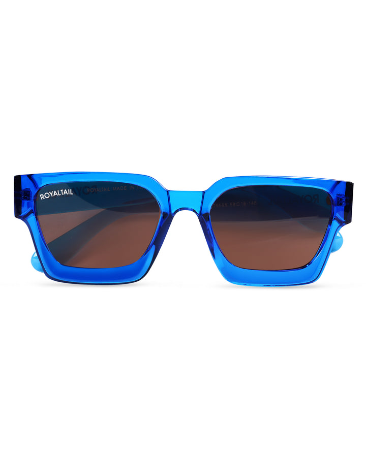 ROYALTAIL aqua blue thick square sunglasses, brown lens