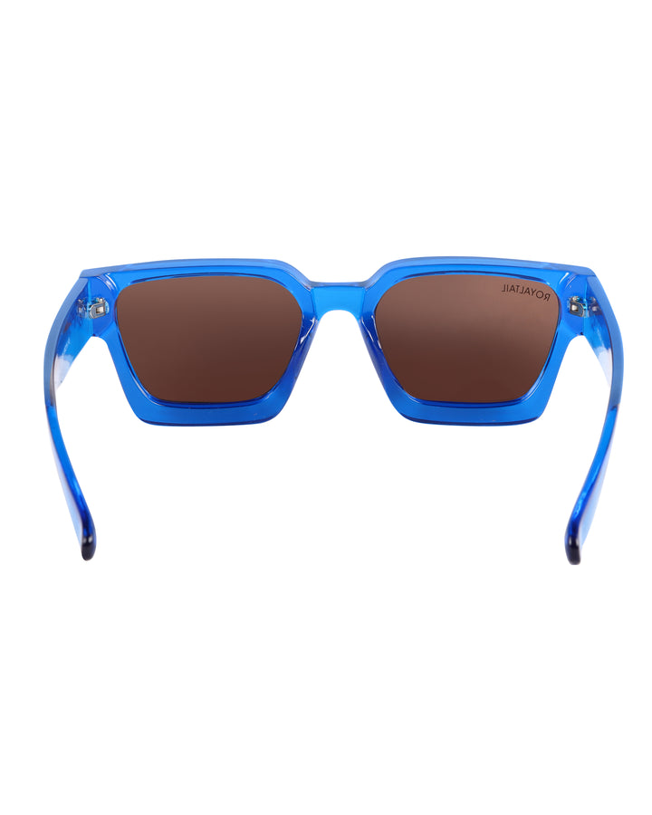 Aqua blue thick square sunglasses with brown lenses, photo 5