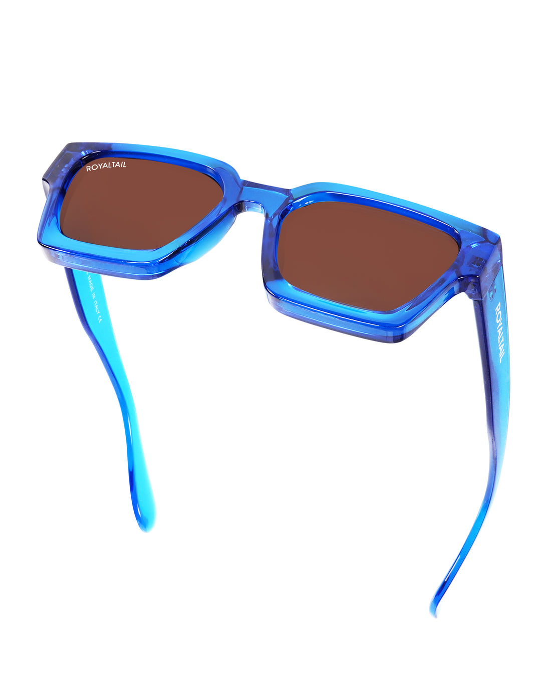 Aqua blue thick square sunglasses with brown lenses, photo 6