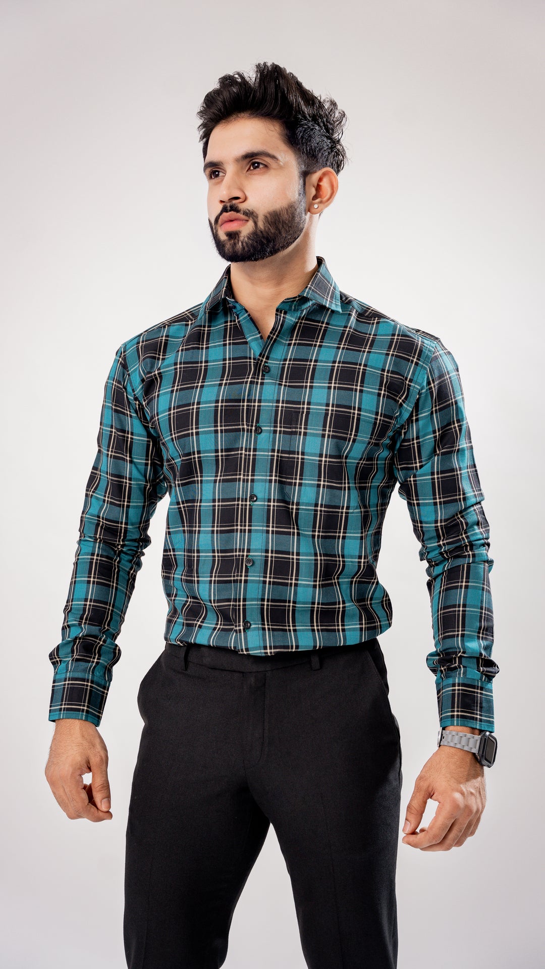 Black & Gold Plaid Giza Cotton Shirt for men – ROYALTAIL