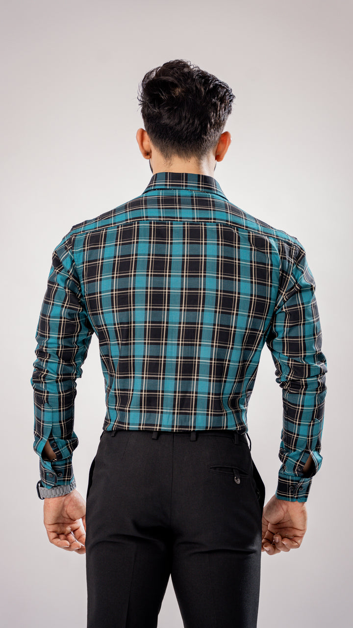 Black & Gold Plaid Giza Cotton Shirt for men, photo 4