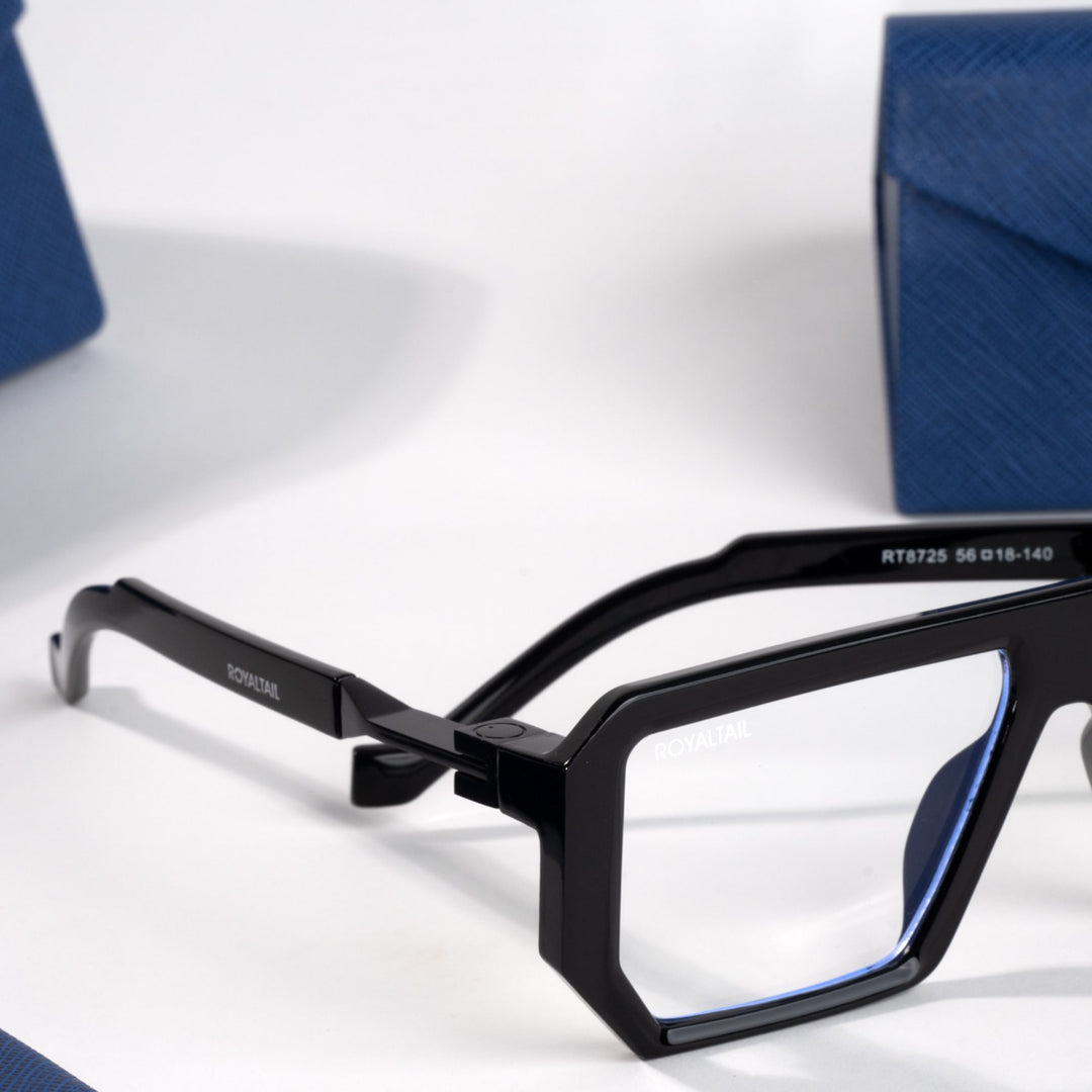 Black and orange rectangle glasses with clear lenses, photo 5