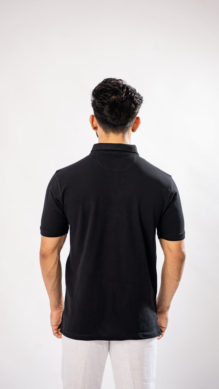 Black & Silver Stripe Cotton Polo T-Shirt for men, photo 6