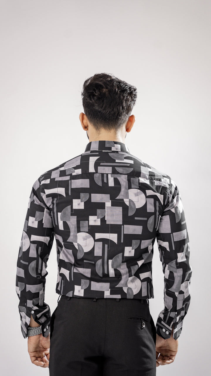 Black & White Print Cotton Shirt for men, photo 7