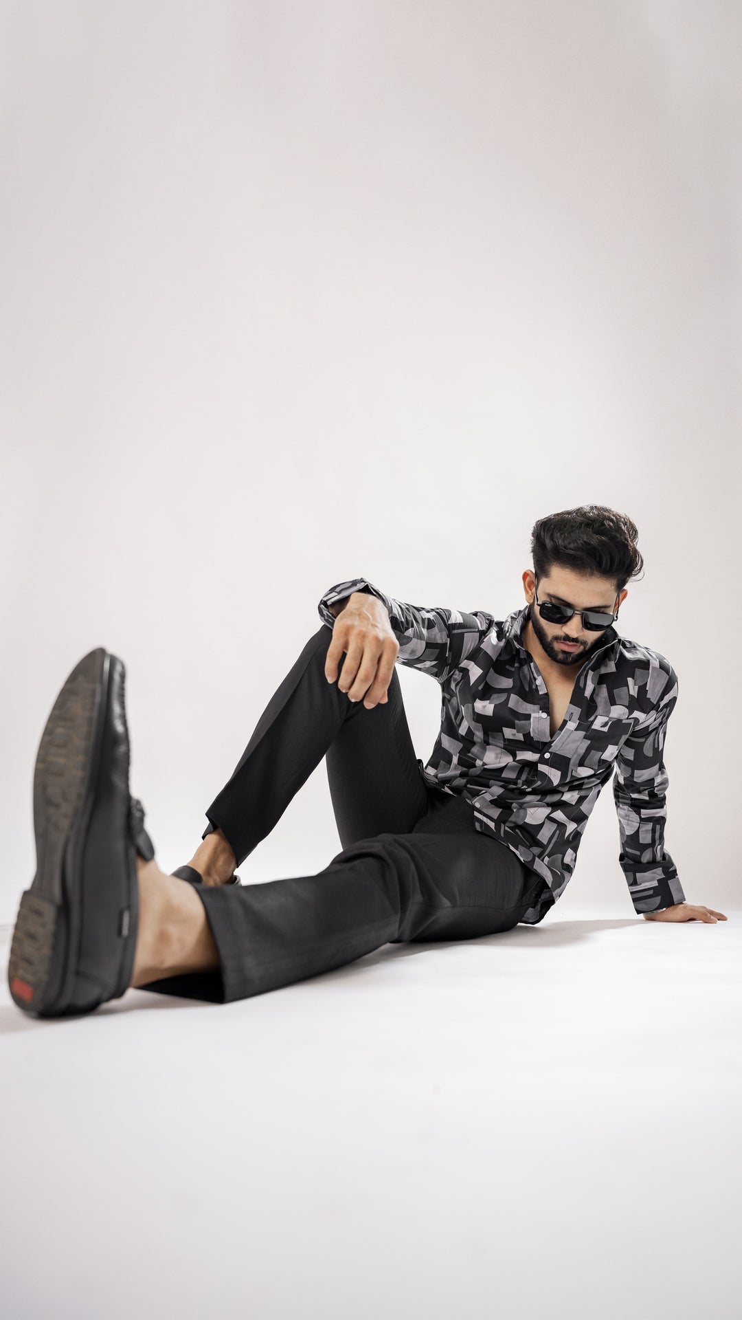Black & White Print Cotton Shirt for men, photo 8