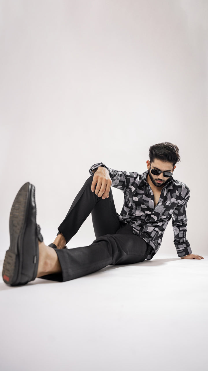Black & White Print Cotton Shirt for men, photo 8