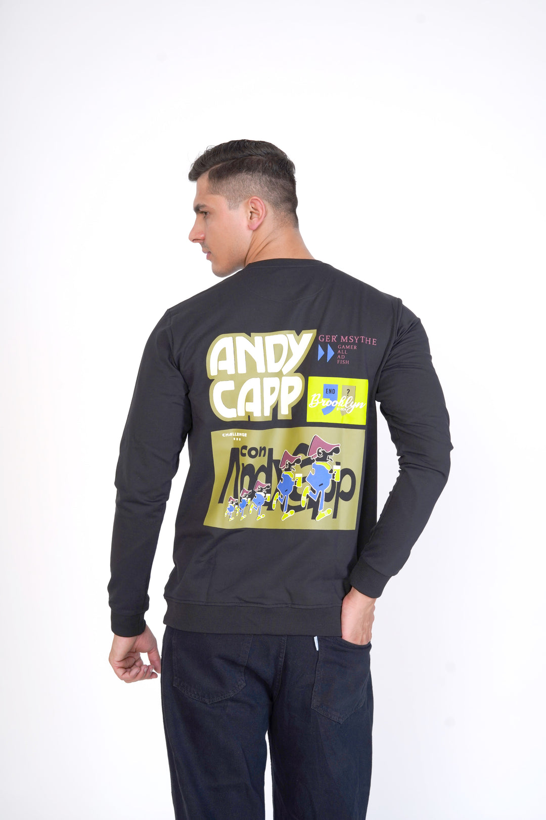 Men's Black Graphic Organic Cotton Sweatshirt