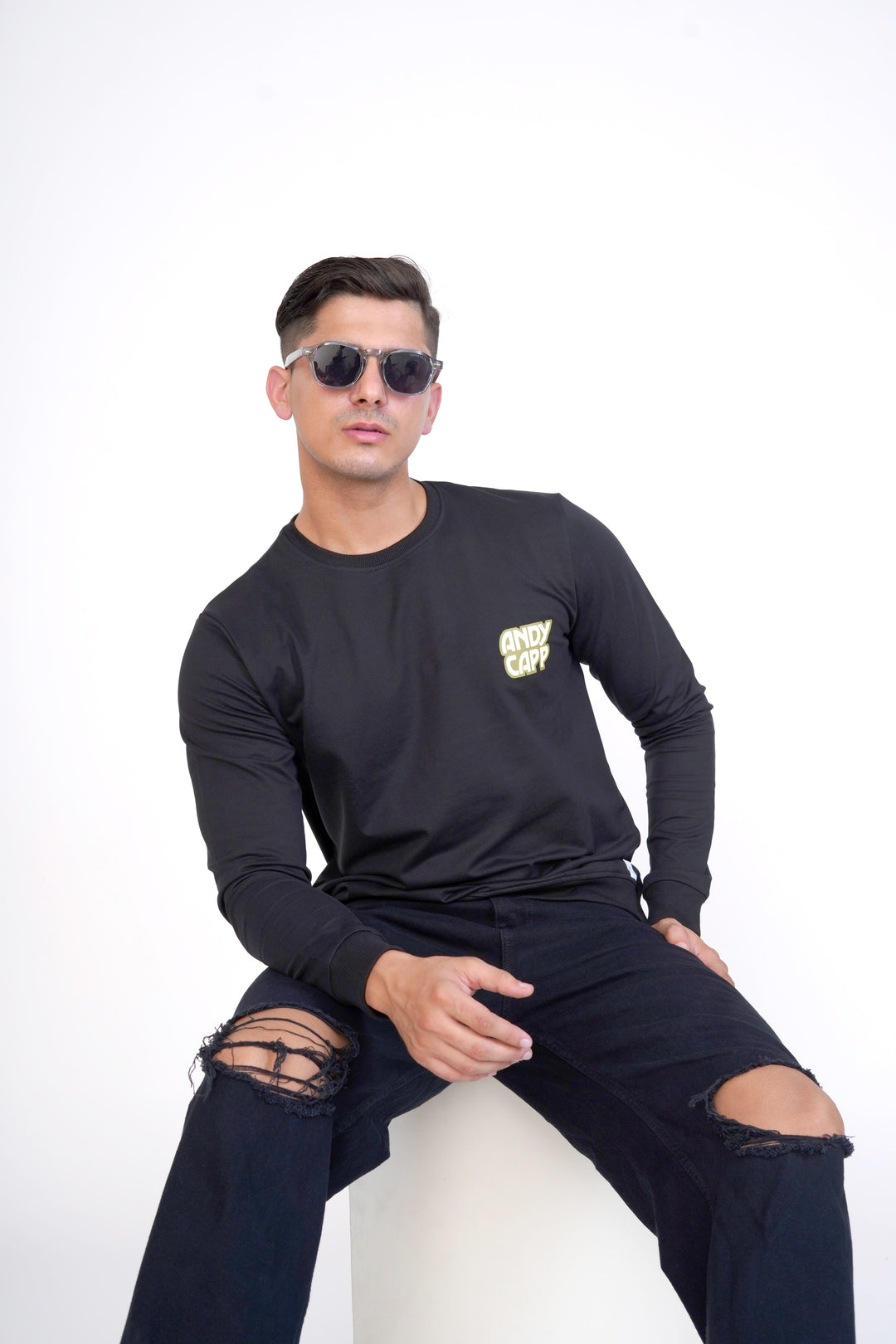 Black Graphic Organic Cotton Sweatshirt by ROYALTAIL