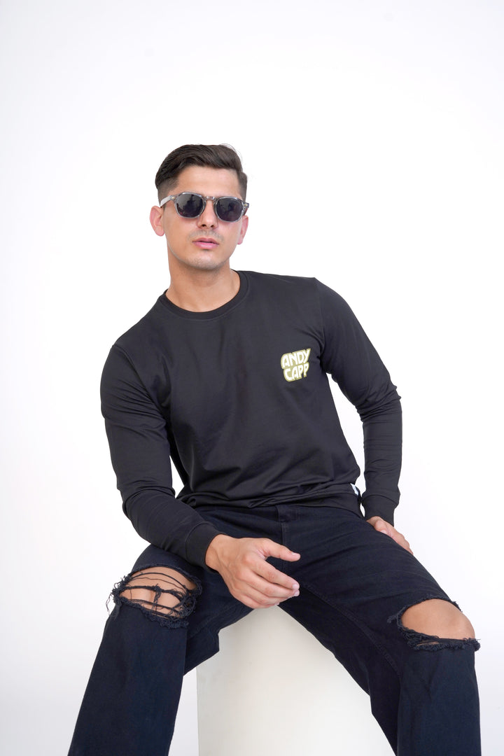 Black Graphic Organic Cotton Sweatshirt by ROYALTAIL