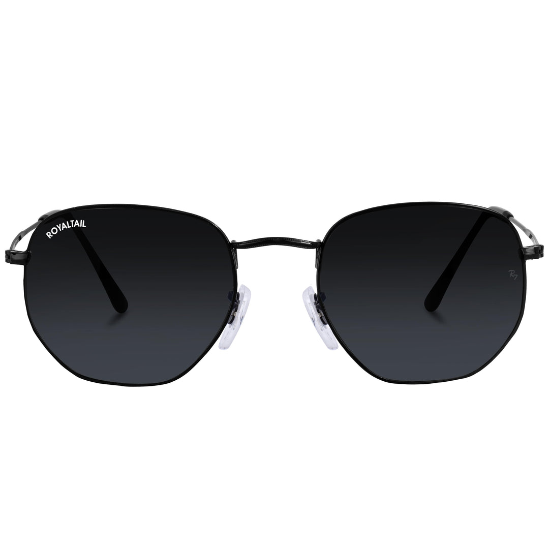 Black hexagonal sunglasses with black lenses, photo 4