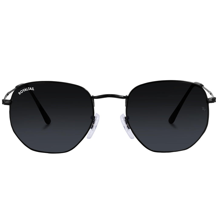 Black hexagonal sunglasses with black lenses, photo 4