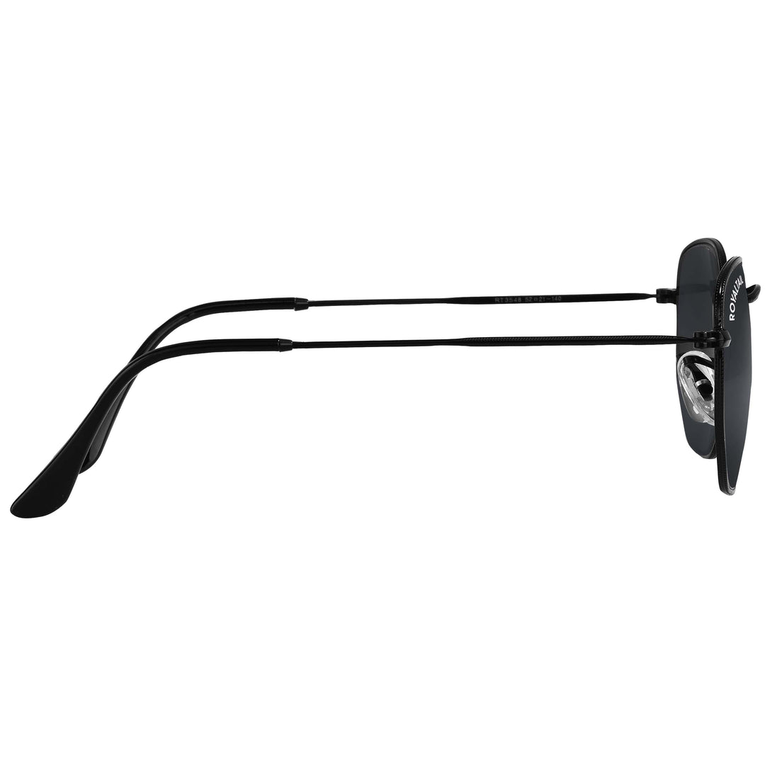 Black hexagonal sunglasses with black lenses, photo 7