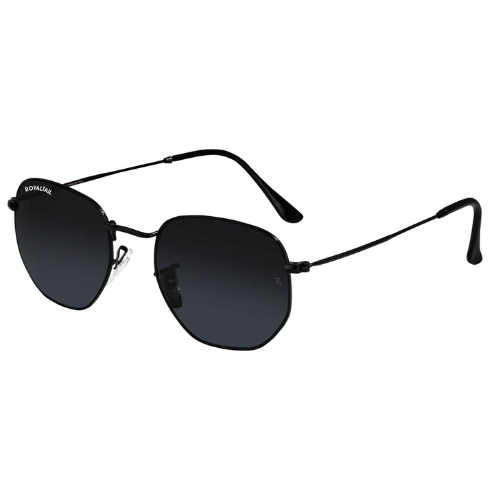 Black hexagonal sunglasses with black lenses, photo 8