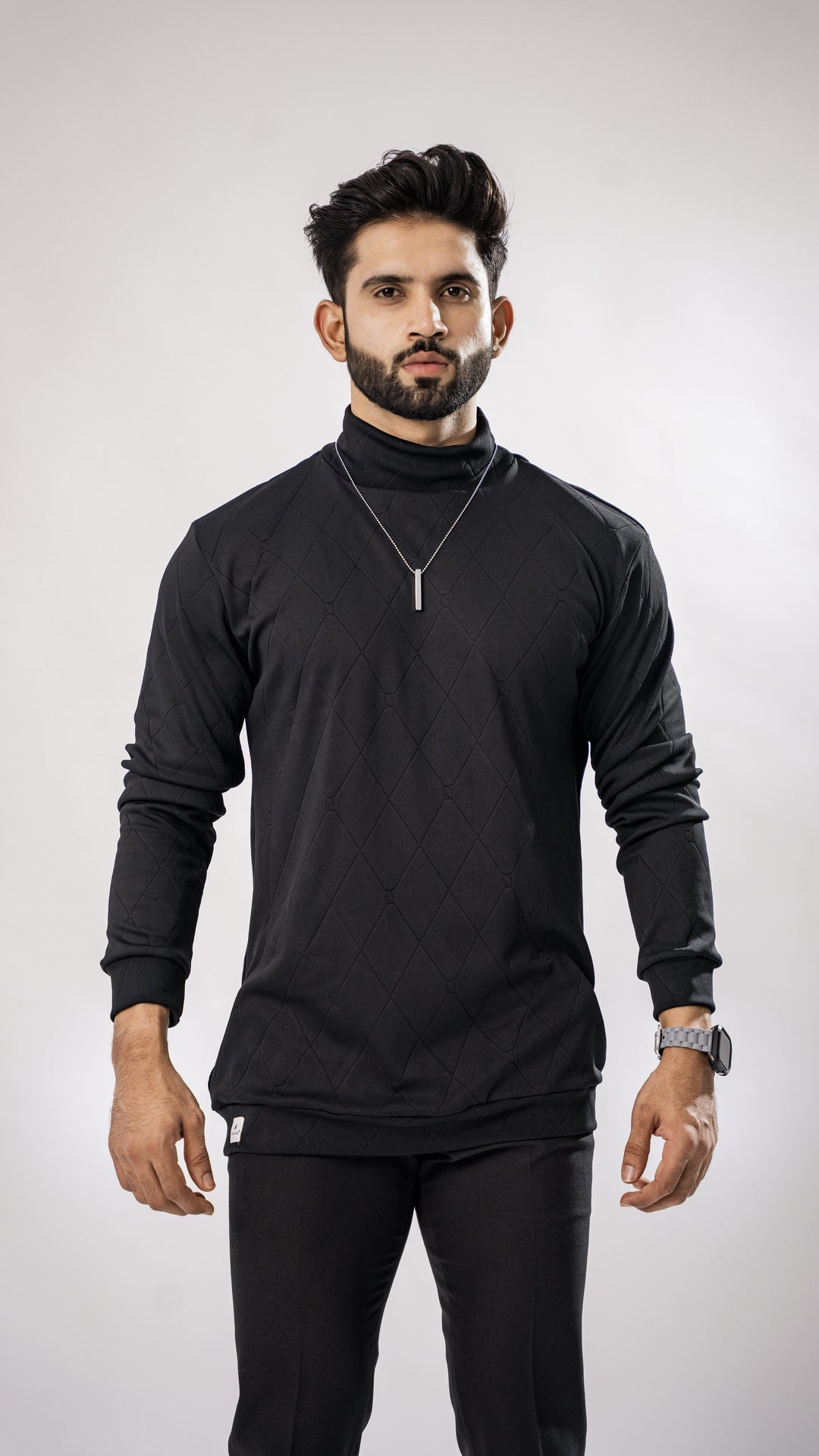 Black High Neck T-Shirt by ROYALTAIL