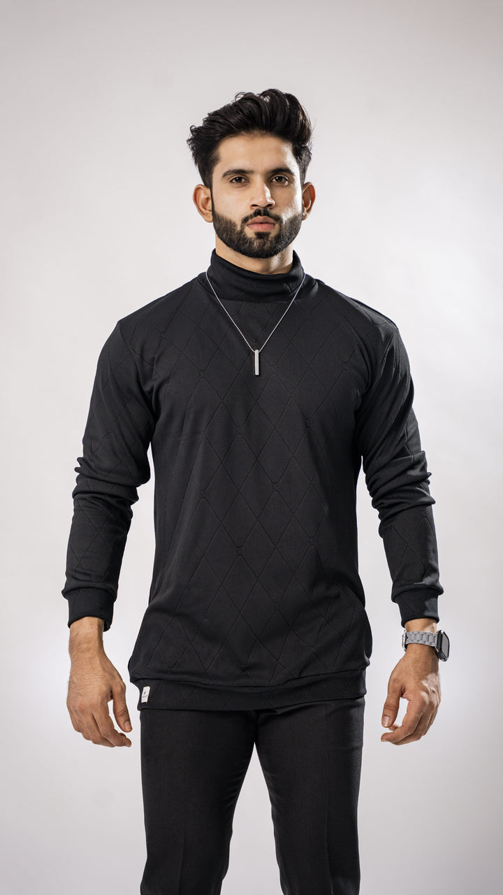 Black High Neck T-Shirt by ROYALTAIL
