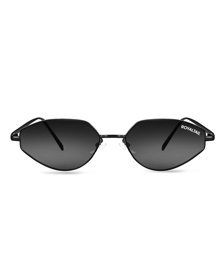 Black metal cat-eye sunglasses with black lenses – ROYALTAIL