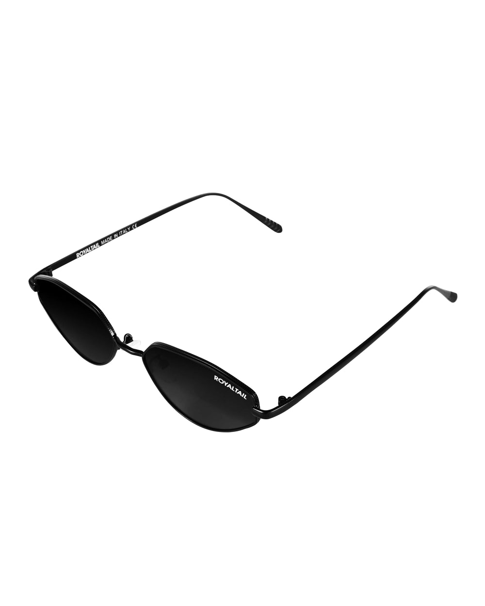 Metal cat-eye sunglasses for men and women, black frame and black lenses