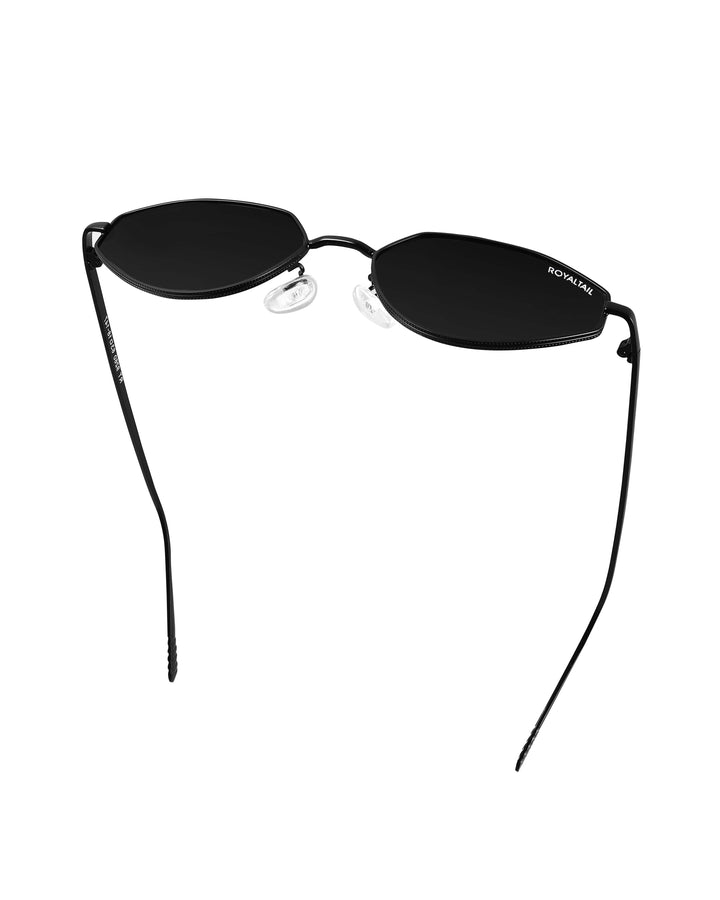 Black metal cat-eye sunglasses with black lenses, photo 6