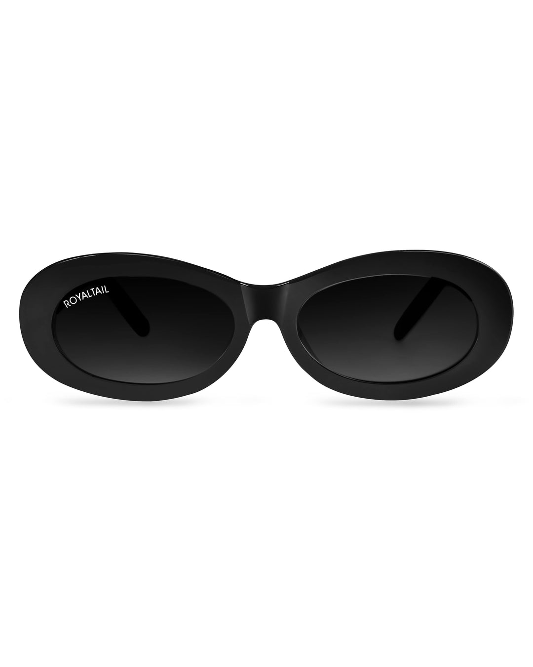 Black narrow oval sunglasses with black lenses – ROYALTAIL