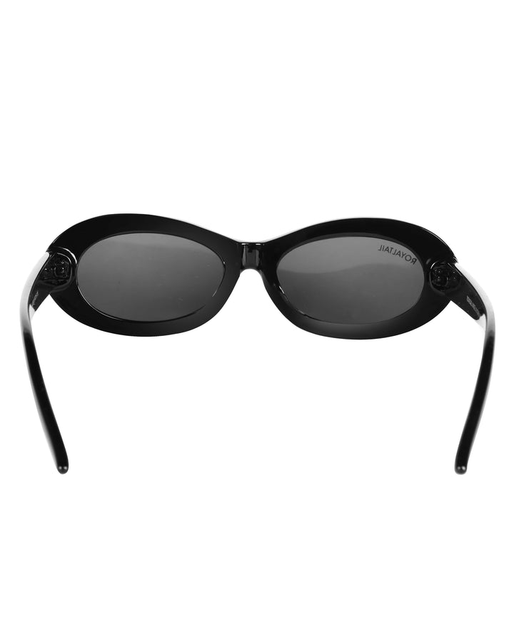 Black narrow oval sunglasses with black lenses, photo 6