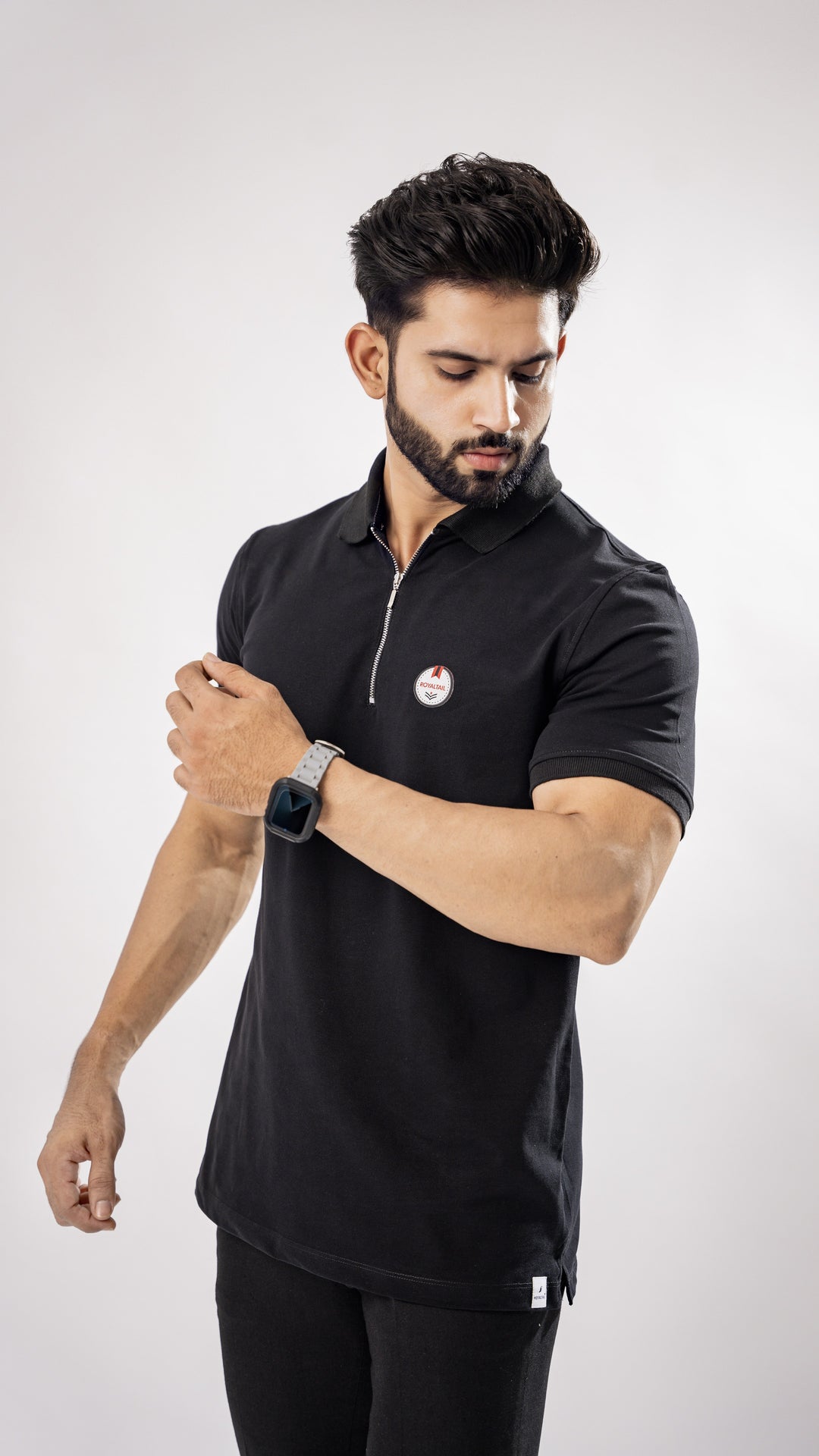 Black Pique Cotton Polo T-Shirt for men – ROYALTAIL
