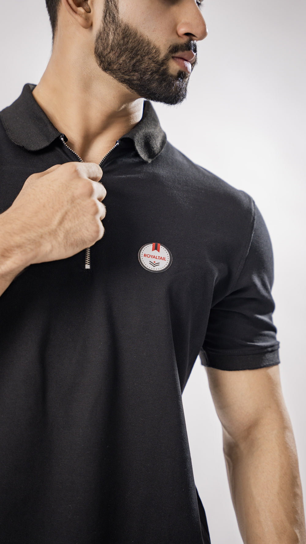 Men's Black Pique Cotton Polo T-Shirt