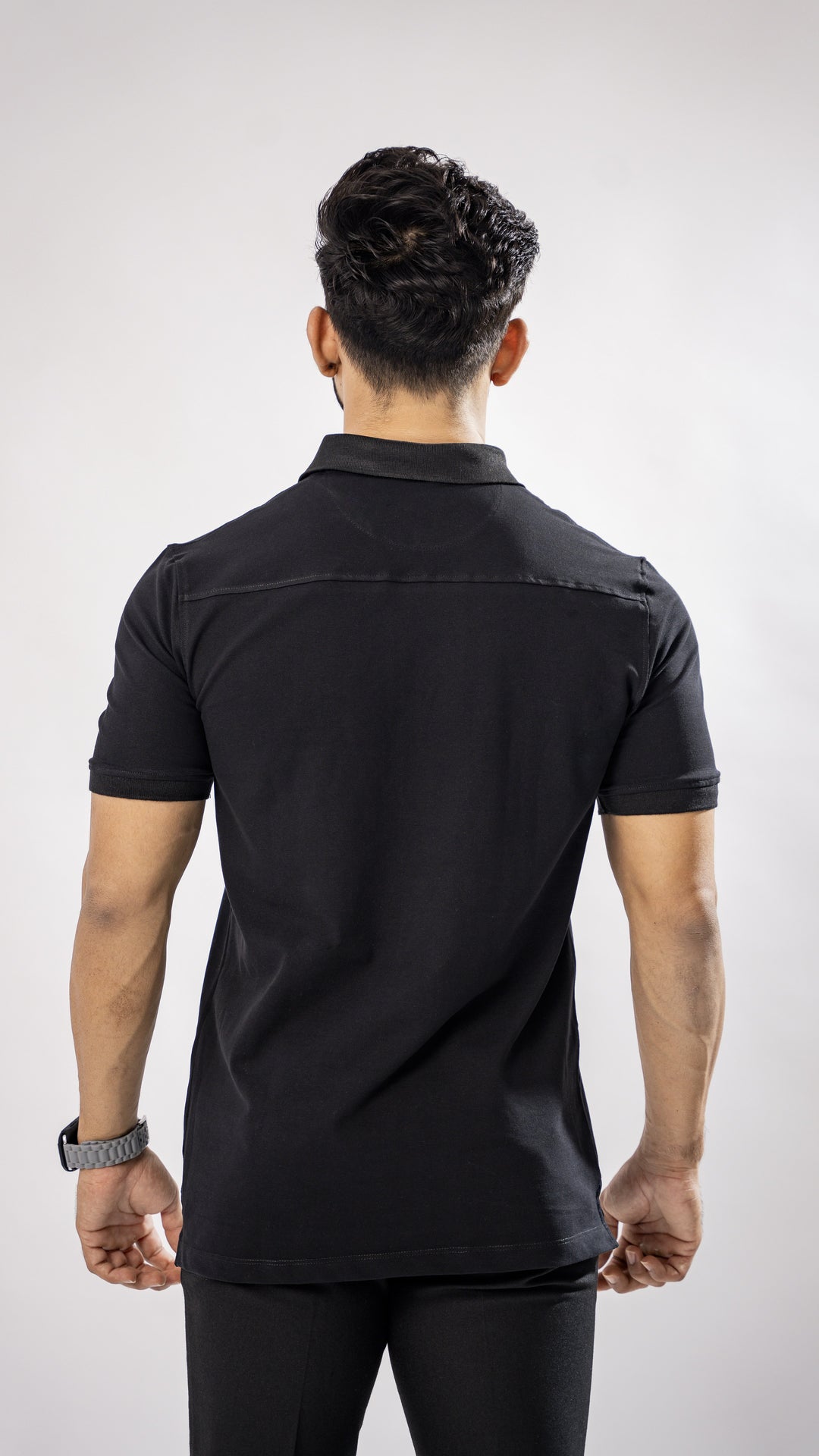 Black Pique Cotton Polo T-Shirt for men, photo 4