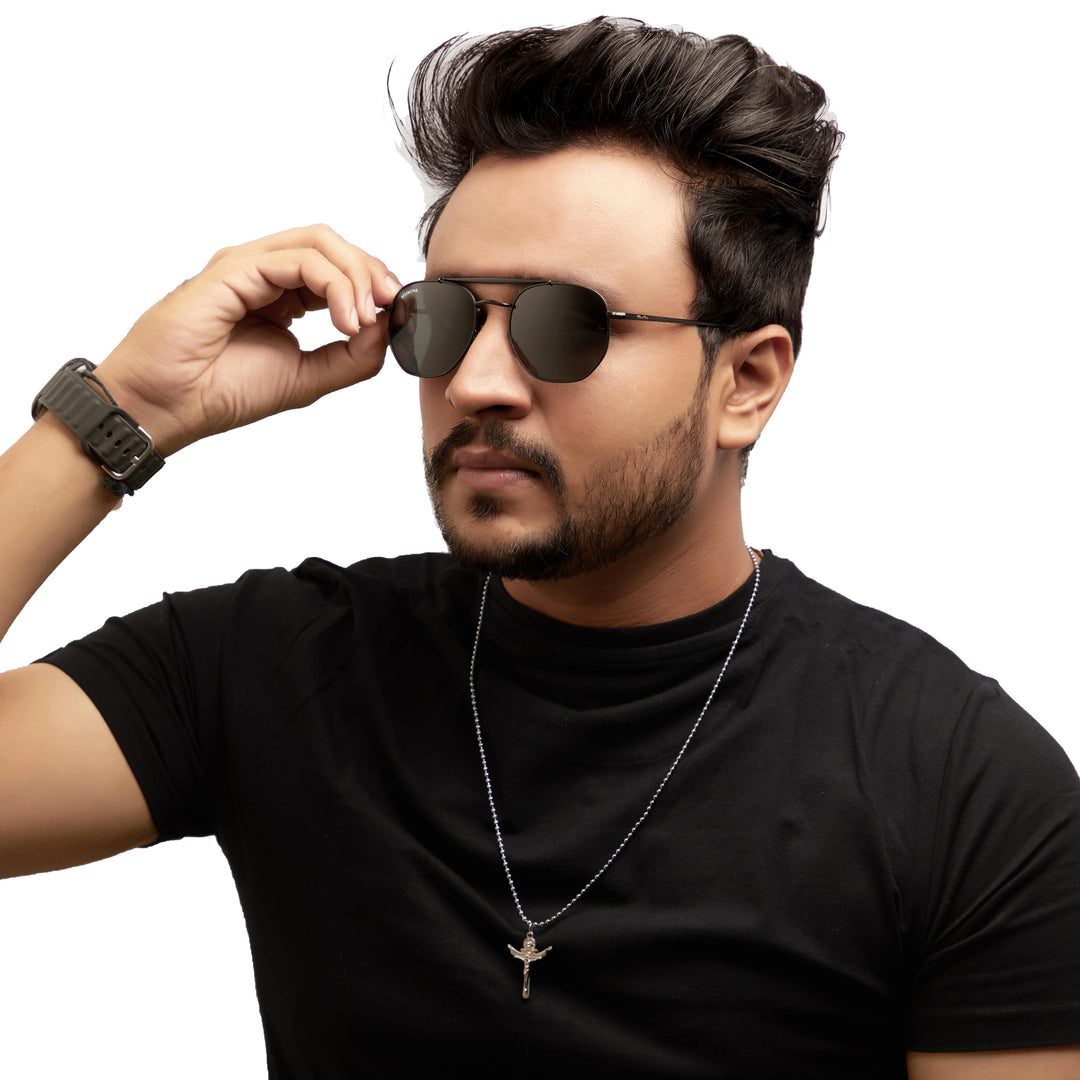 Black round sunglasses with black lenses, photo 12