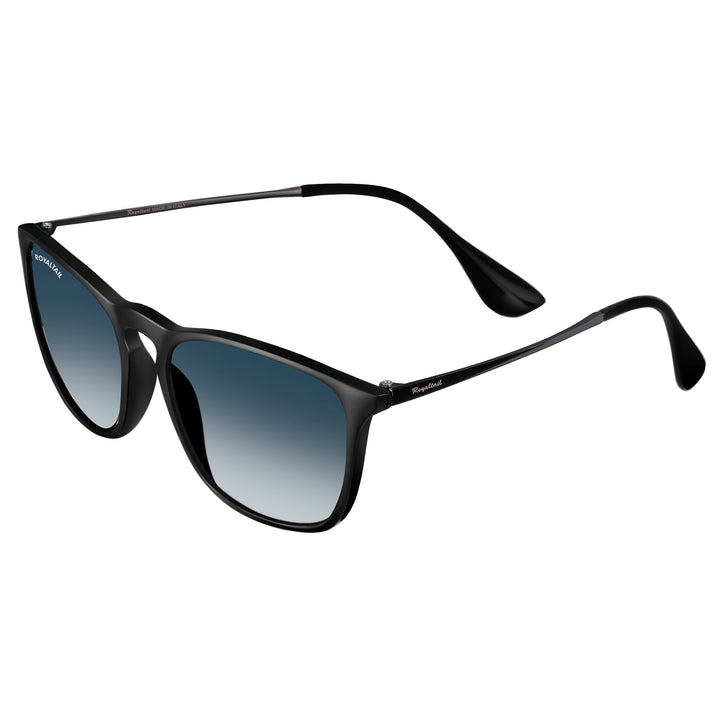 Black round sunglasses with blue gradient lenses, photo 4
