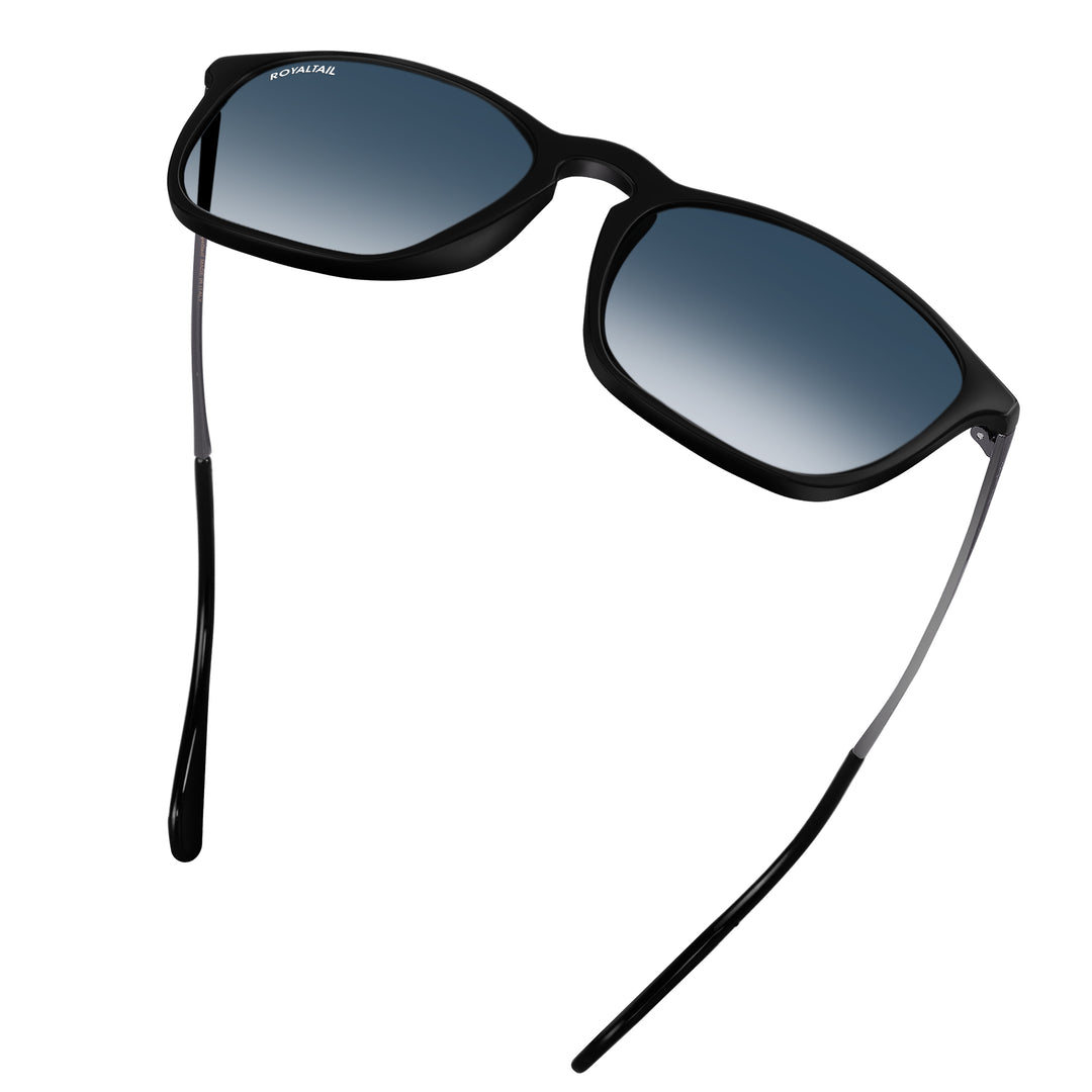 Black round sunglasses with blue gradient lenses, photo 8