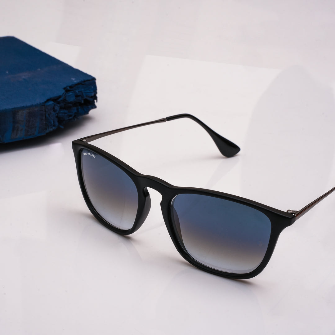 Black round sunglasses with blue gradient lenses, photo 9