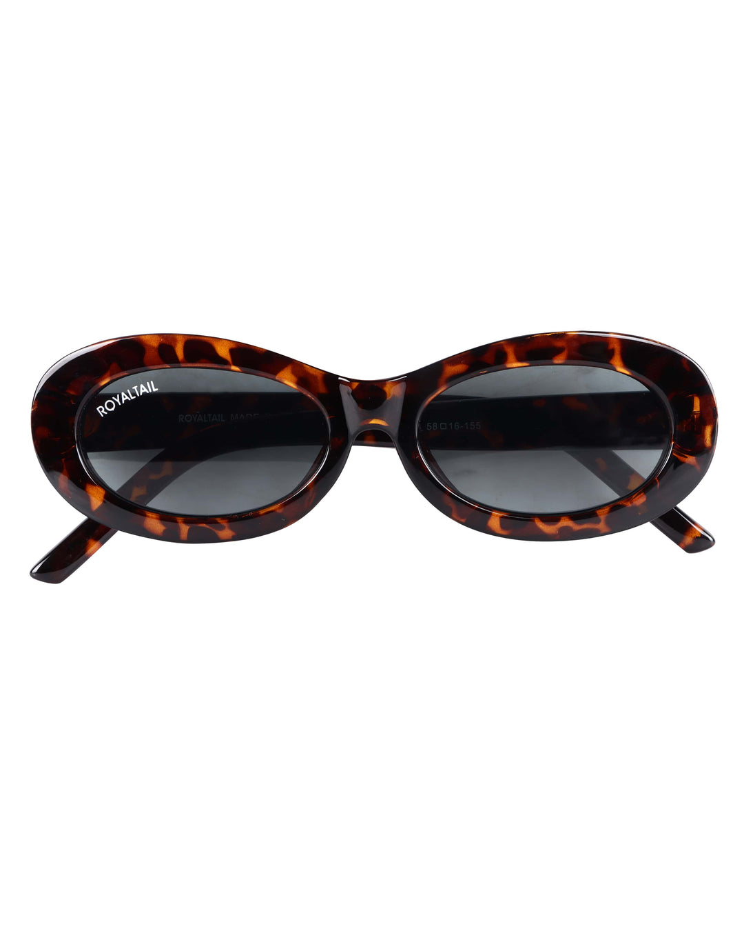 ROYALTAIL black tortoise narrow oval sunglasses, black lens