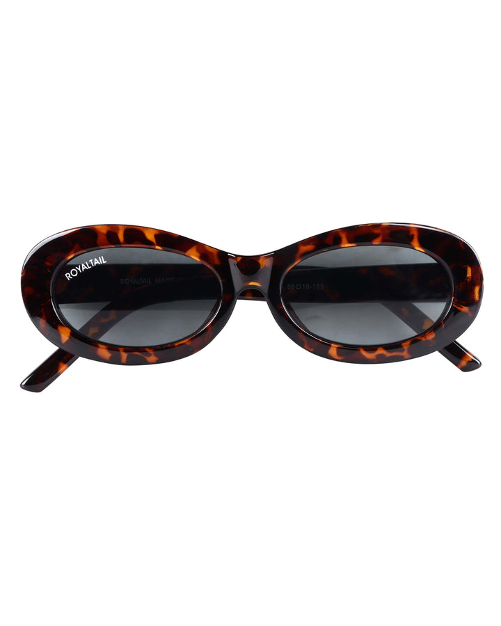 ROYALTAIL black tortoise narrow oval sunglasses, black lens