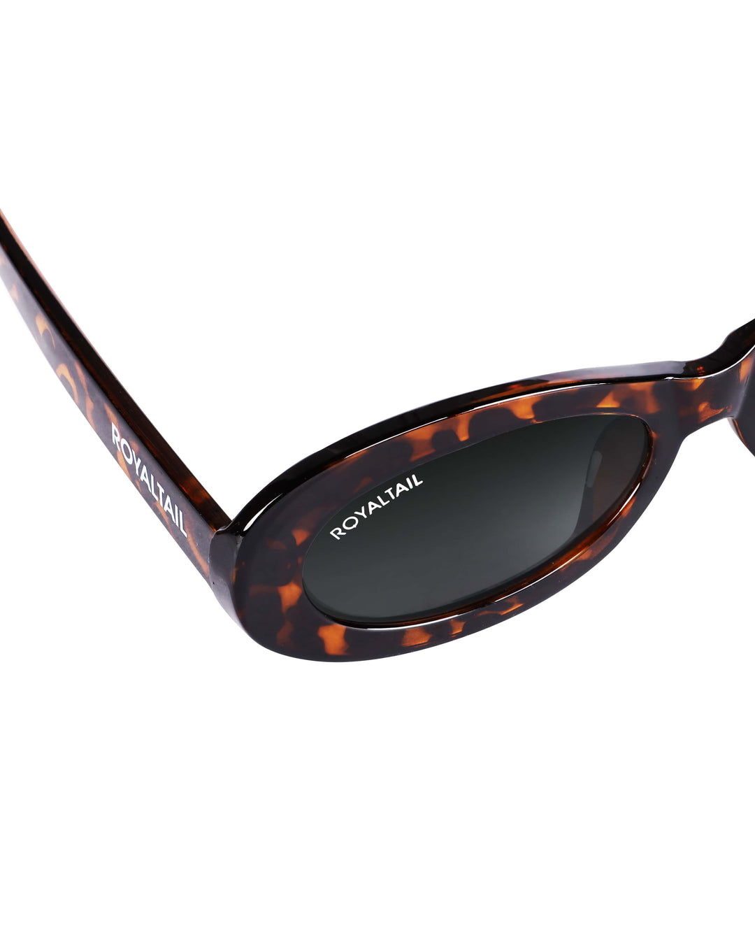 Black tortoise narrow oval sunglasses with black lenses, photo 4