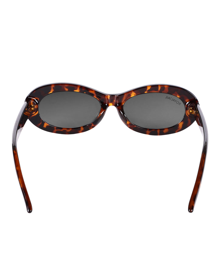 Black tortoise narrow oval sunglasses with black lenses, photo 5