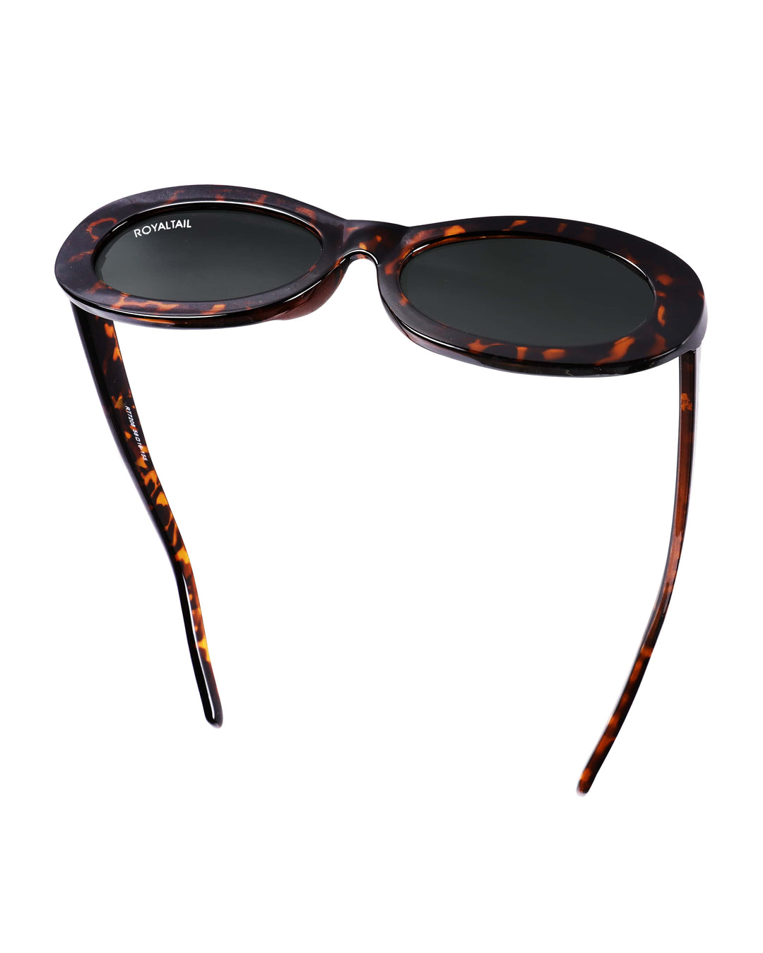 Black tortoise narrow oval sunglasses with black lenses, photo 6