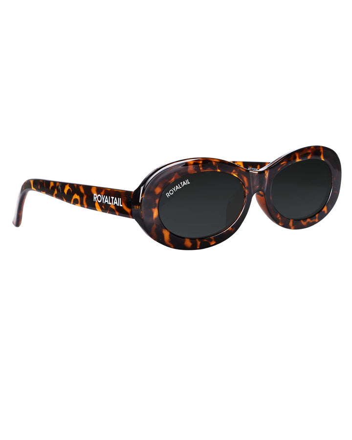 Black tortoise narrow oval sunglasses with black lenses, photo 8