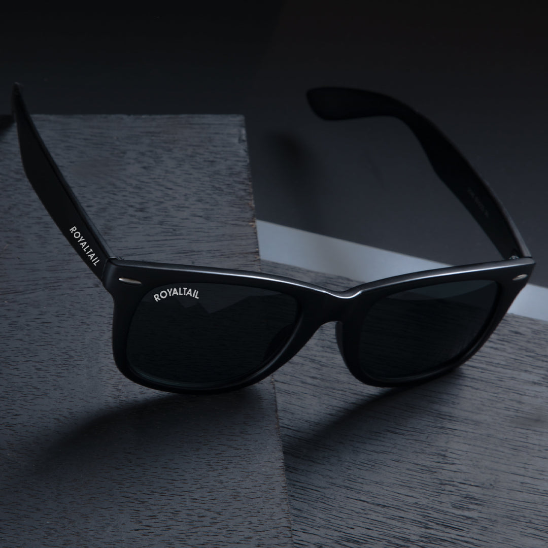 Black wayfarer sunglasses with black lenses, photo 11