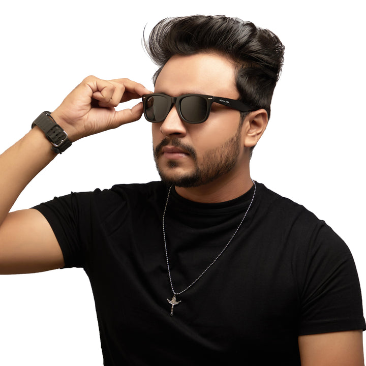Black wayfarer sunglasses with black lenses, photo 6